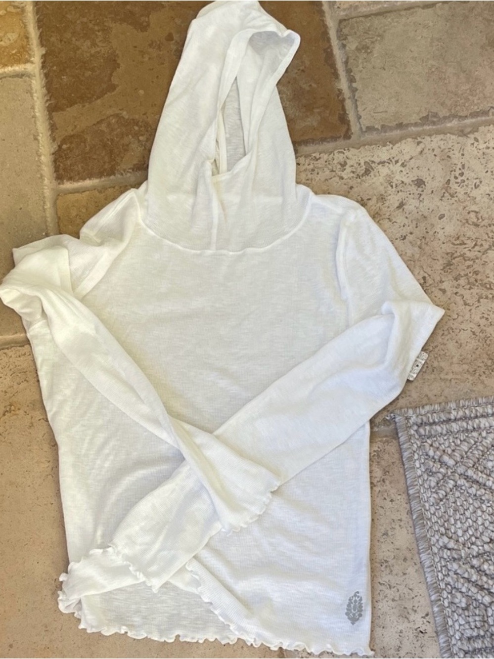 Lightweight White Hooded Long Sleeve Top by Free People Movement